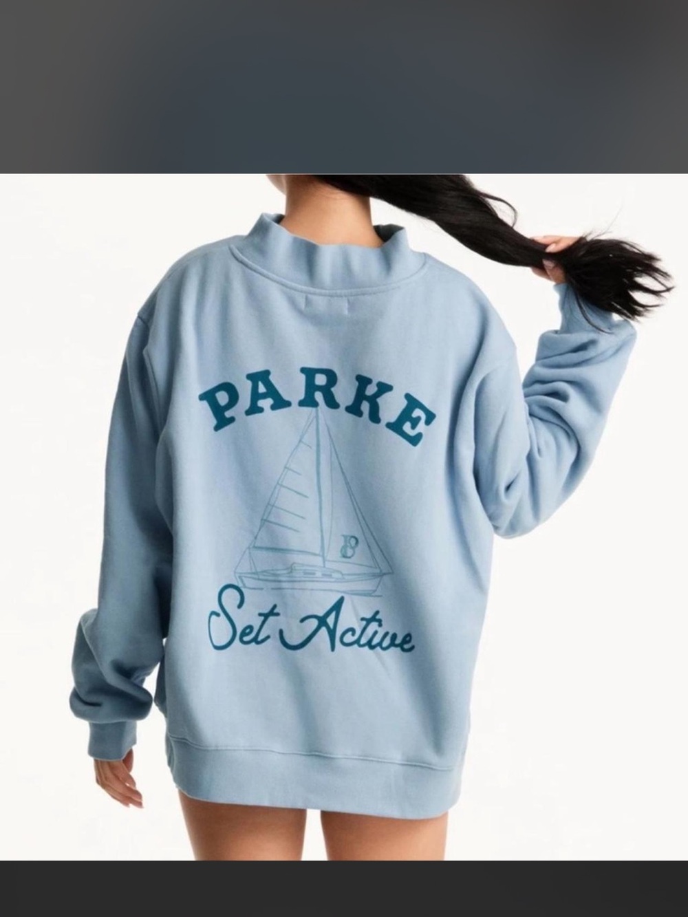 Parke x set active collab  Light Blue Crewneck Sweatshirt with Nautical Graphic